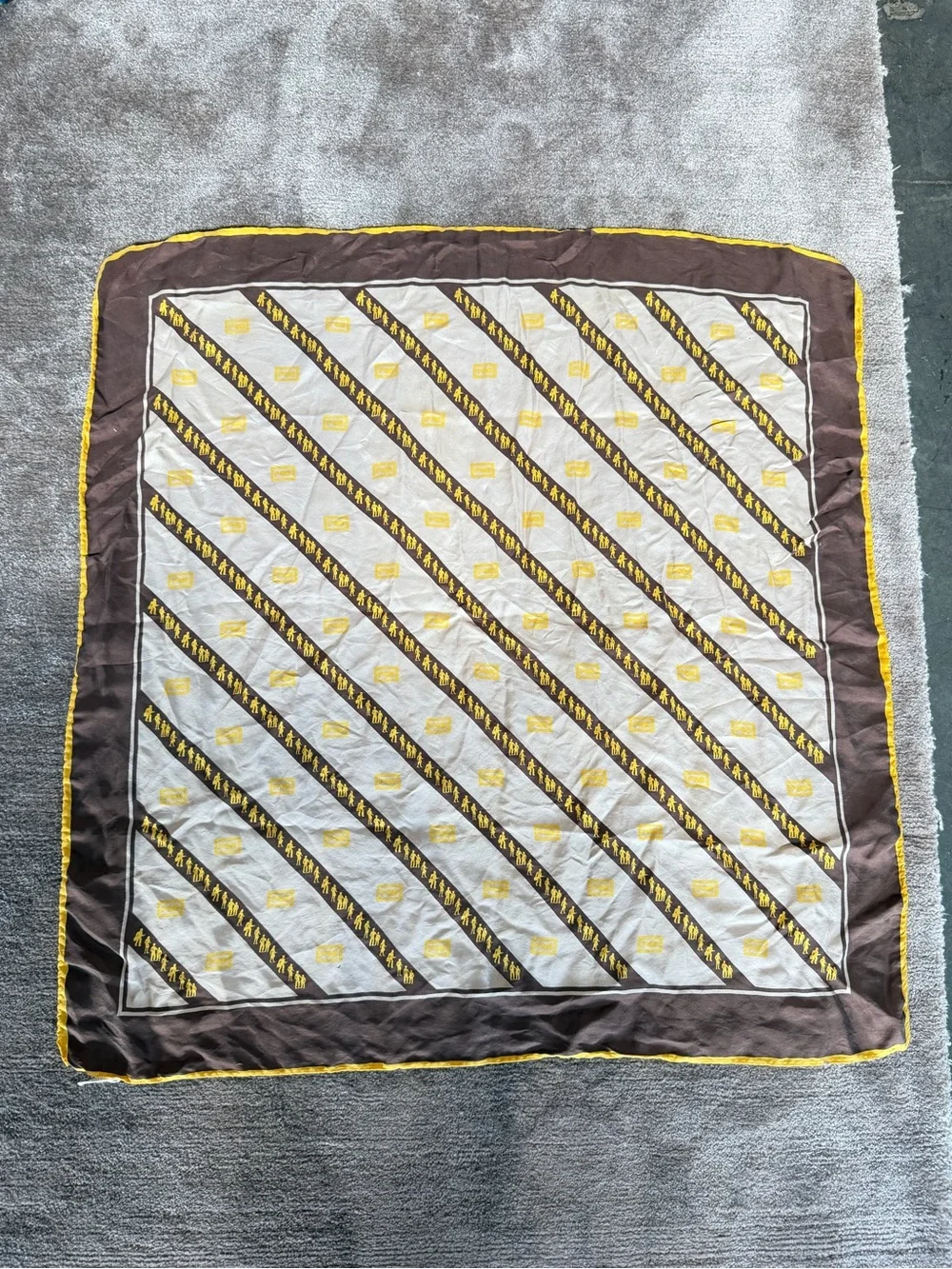 Vintage Christian Dior Brown & Yellow Silk Scarf